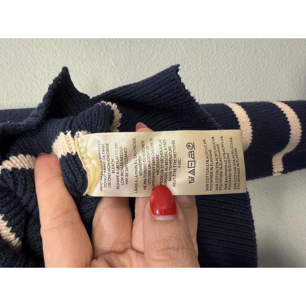 Free People Easy Street Crop Striped Pullover Sweater, Women's XS, Navy Blue - Picture 7 of 7